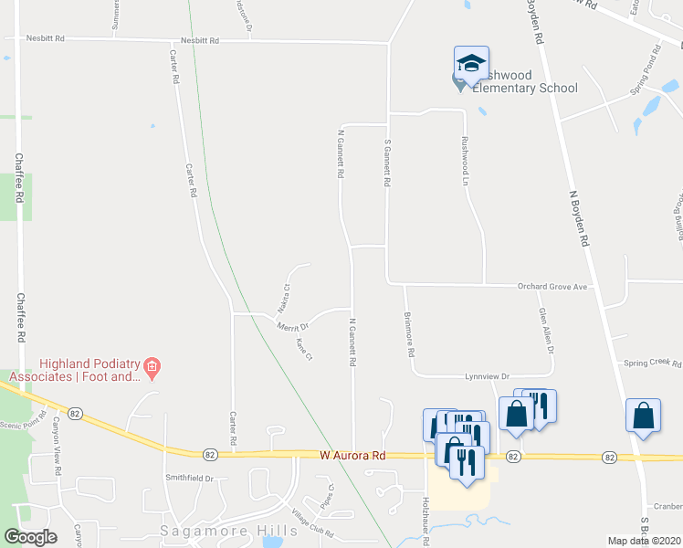 map of restaurants, bars, coffee shops, grocery stores, and more near 7788 North Gannett Road in Northfield