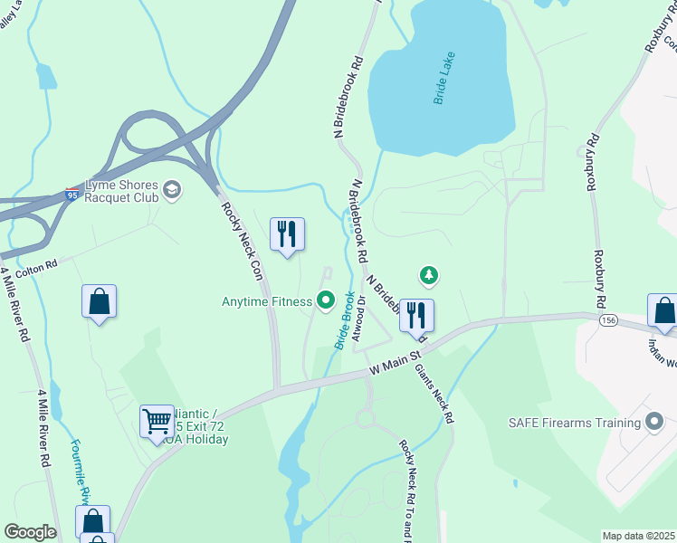 map of restaurants, bars, coffee shops, grocery stores, and more near 59 Liberty Way in East Lyme