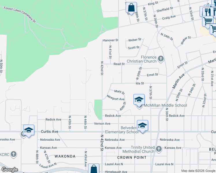 map of restaurants, bars, coffee shops, grocery stores, and more near 4044 Mary Street in Omaha