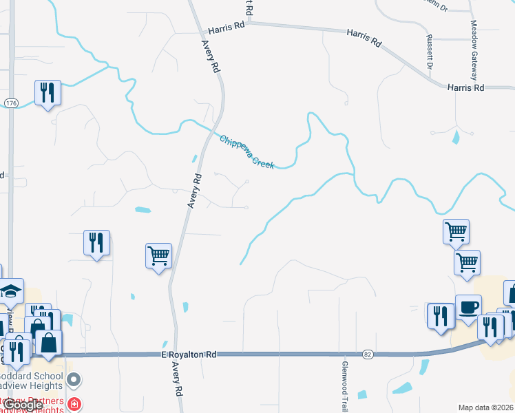 map of restaurants, bars, coffee shops, grocery stores, and more near 1564 Summerwood Drive in Broadview Heights