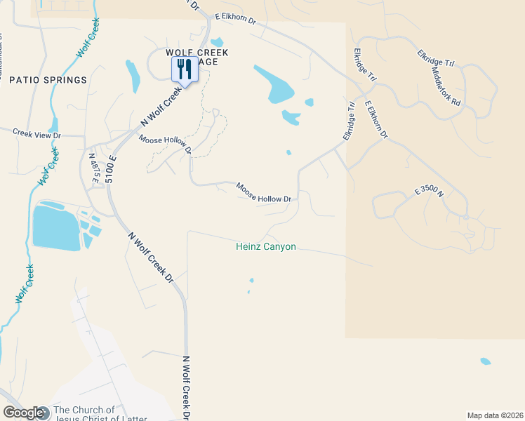 map of restaurants, bars, coffee shops, grocery stores, and more near 5293 East 3425 North in Eden