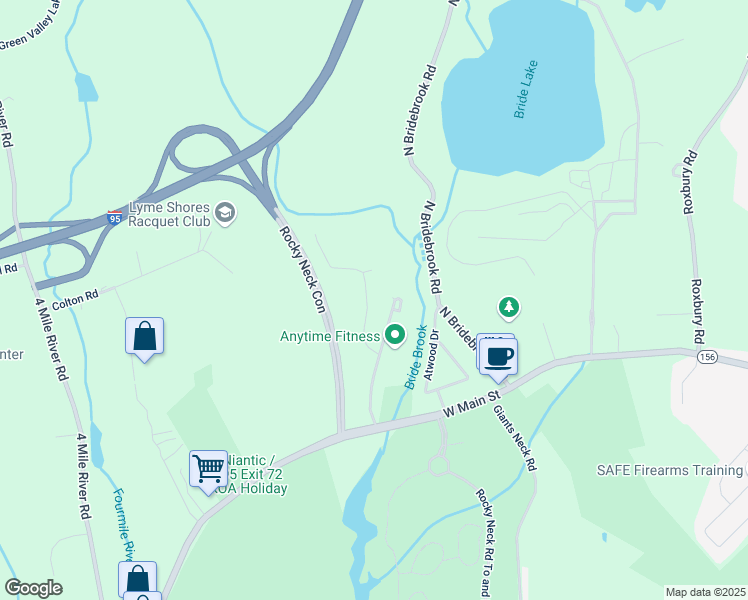 map of restaurants, bars, coffee shops, grocery stores, and more near 9 Freedom Way in East Lyme