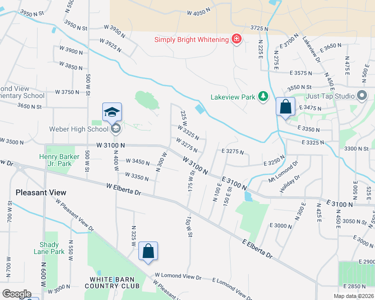 map of restaurants, bars, coffee shops, grocery stores, and more near 190 West 3100 North in North Ogden