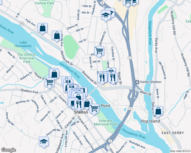 map of restaurants, bars, coffee shops, grocery stores, and more near in Derby