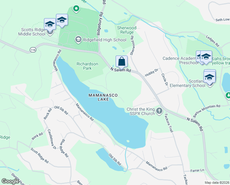 map of restaurants, bars, coffee shops, grocery stores, and more near 17 Craigmoor Road South in Ridgefield