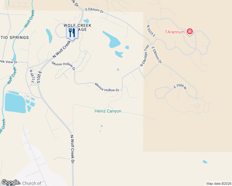 map of restaurants, bars, coffee shops, grocery stores, and more near 5345 East 3450 North in Eden