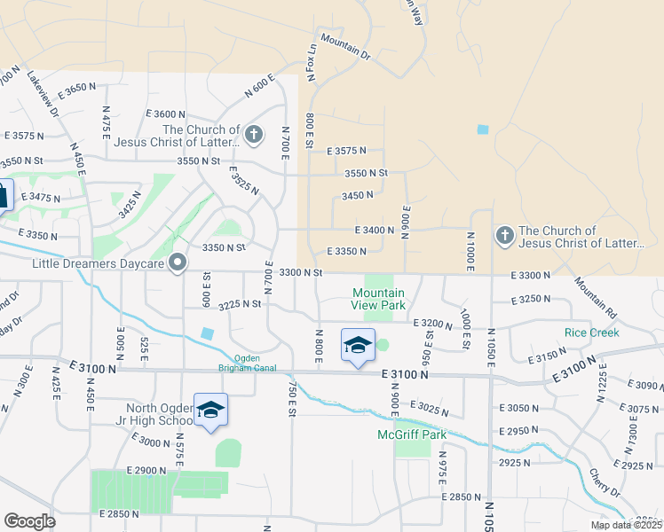 map of restaurants, bars, coffee shops, grocery stores, and more near 814 East 3300 North in North Ogden
