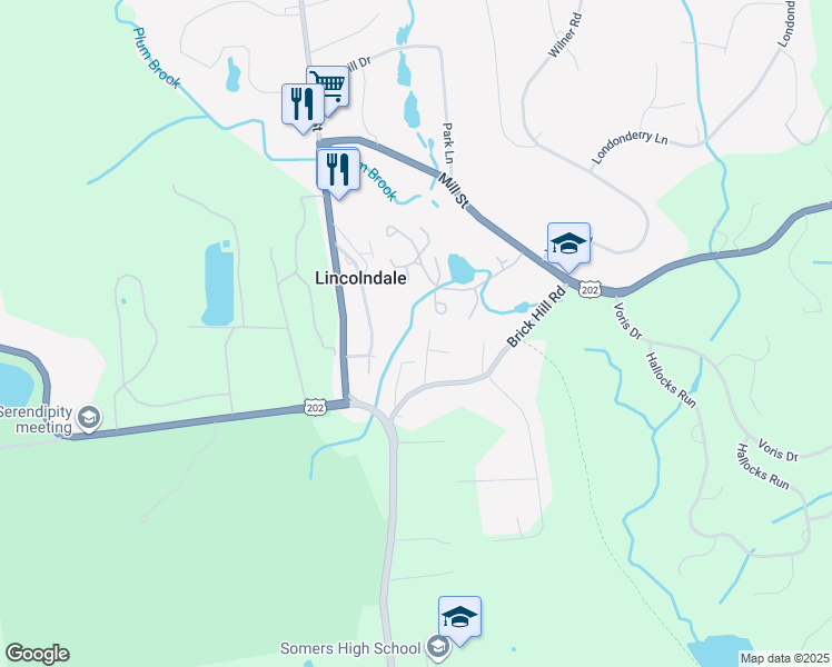 map of restaurants, bars, coffee shops, grocery stores, and more near 9 Oak Avenue in Lincolndale