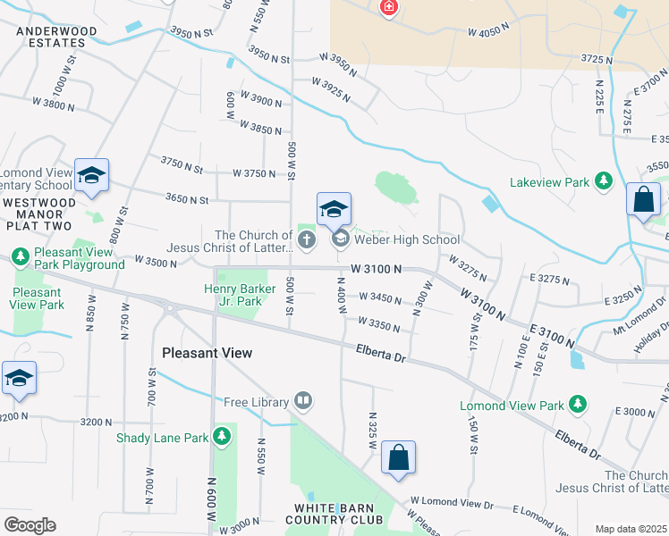 map of restaurants, bars, coffee shops, grocery stores, and more near 450 Weber High Drive in Pleasant View