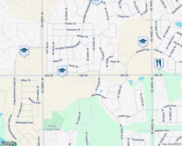 map of restaurants, bars, coffee shops, grocery stores, and more near 16207 Whitmore Street in Bennington