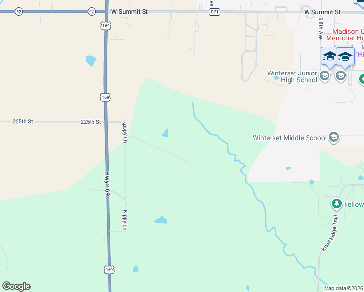 map of restaurants, bars, coffee shops, grocery stores, and more near 2259 Kippy Ridge Court in Winterset