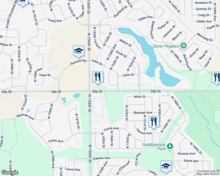 map of restaurants, bars, coffee shops, grocery stores, and more near 15321 Whitmore Street in Bennington