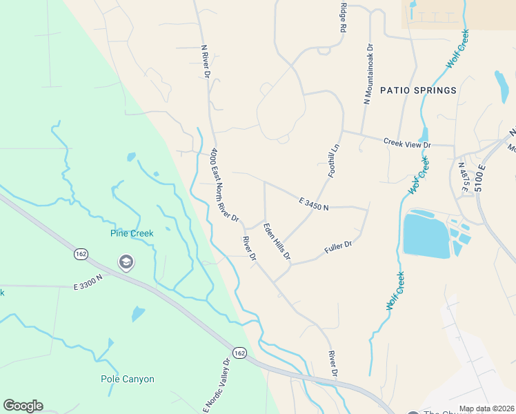 map of restaurants, bars, coffee shops, grocery stores, and more near 3433 North Eden Hills Drive in Eden