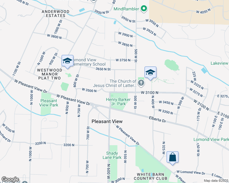 map of restaurants, bars, coffee shops, grocery stores, and more near 3227 North 575 West in Pleasant View