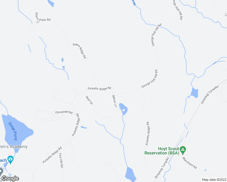 map of restaurants, bars, coffee shops, grocery stores, and more near 102 Picketts Ridge Road in Redding