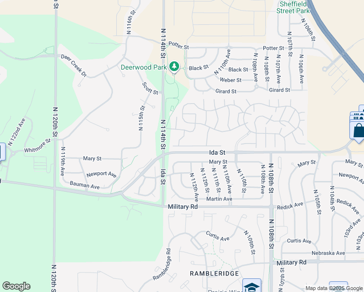 map of restaurants, bars, coffee shops, grocery stores, and more near 11132 Whitmore Court in Omaha