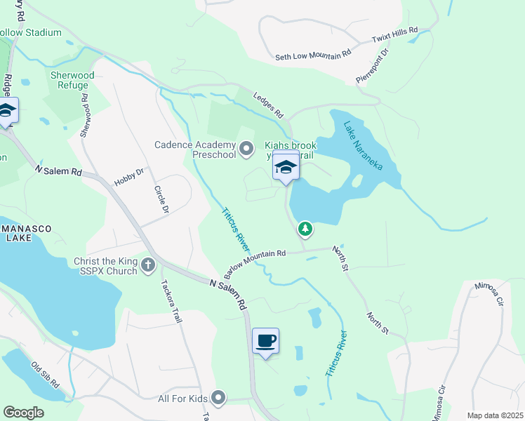 map of restaurants, bars, coffee shops, grocery stores, and more near 111 Barlow Mountain Road in Ridgefield