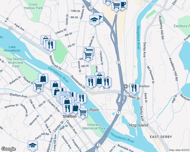map of restaurants, bars, coffee shops, grocery stores, and more near in Derby