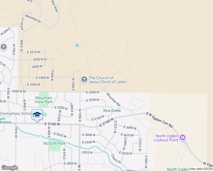map of restaurants, bars, coffee shops, grocery stores, and more near 3322 Mountain Road in Ogden