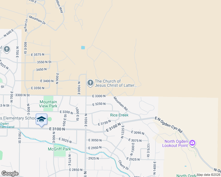 map of restaurants, bars, coffee shops, grocery stores, and more near 3322 Mountain Road in Ogden