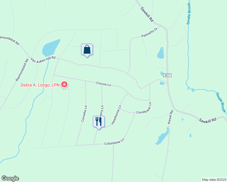 map of restaurants, bars, coffee shops, grocery stores, and more near 132 Crocus Lane in Milford