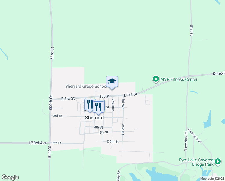 map of restaurants, bars, coffee shops, grocery stores, and more near 302 Garrett Street in Sherrard