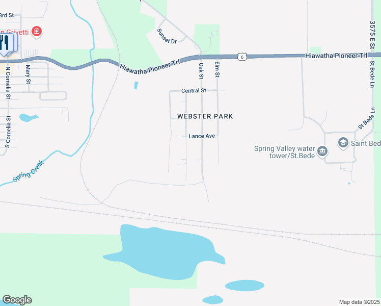 map of restaurants, bars, coffee shops, grocery stores, and more near 409 Prairie Street in Spring Valley