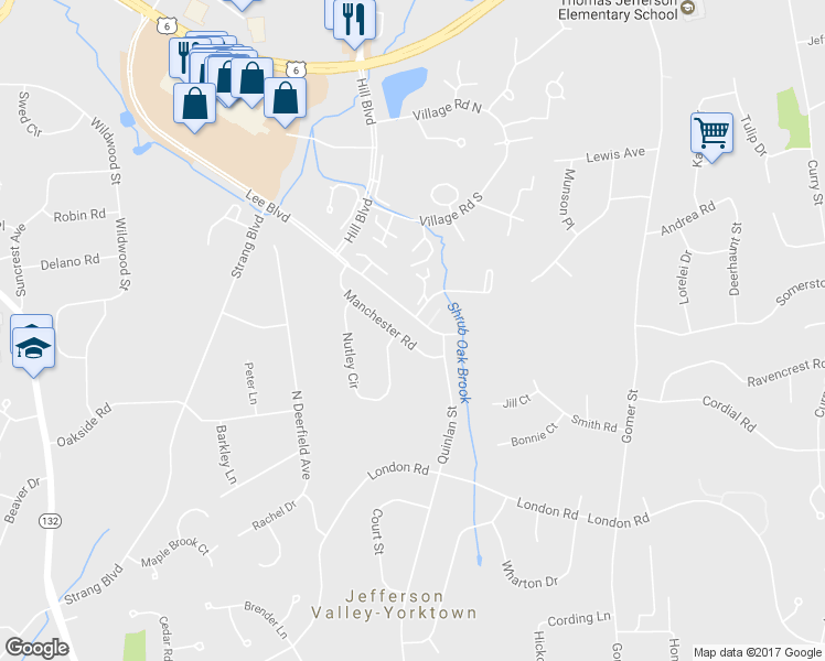 map of restaurants, bars, coffee shops, grocery stores, and more near 482 Manchester Road in Yorktown Heights