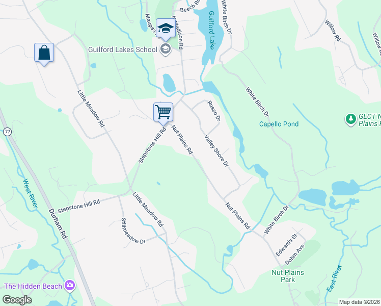 map of restaurants, bars, coffee shops, grocery stores, and more near 871 Nut Plains Road in Guilford