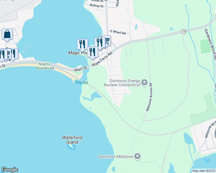 map of restaurants, bars, coffee shops, grocery stores, and more near 43 Millstone Road West in Waterford
