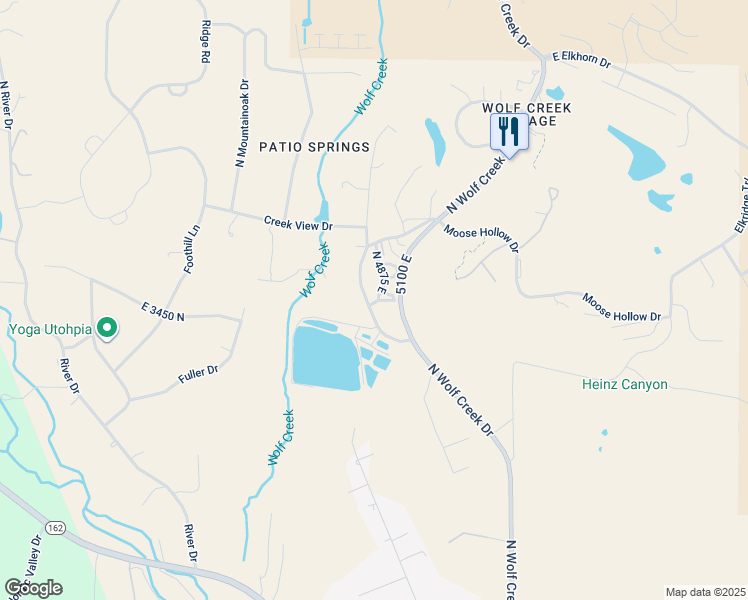 map of restaurants, bars, coffee shops, grocery stores, and more near 3477 North 4875 East in Eden
