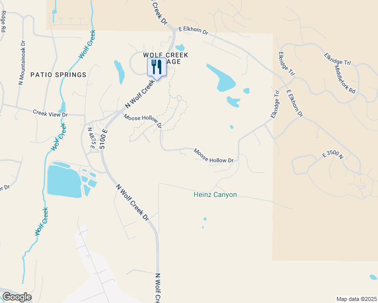 map of restaurants, bars, coffee shops, grocery stores, and more near 5217 Moosehollow Drive in Eden