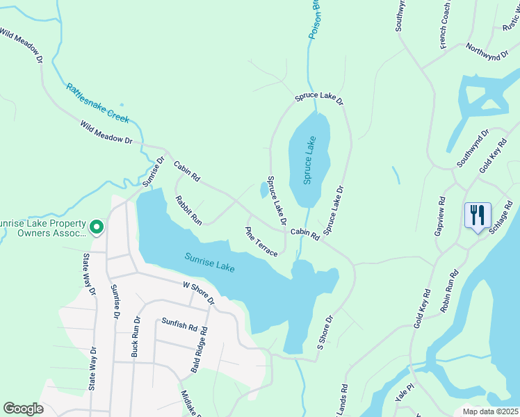 map of restaurants, bars, coffee shops, grocery stores, and more near 128 Cabin Road in Milford