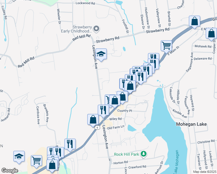 map of restaurants, bars, coffee shops, grocery stores, and more near 3561 Ellis Street in Mohegan Lake