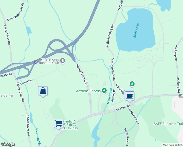 map of restaurants, bars, coffee shops, grocery stores, and more near 14 Atwood Drive in East Lyme