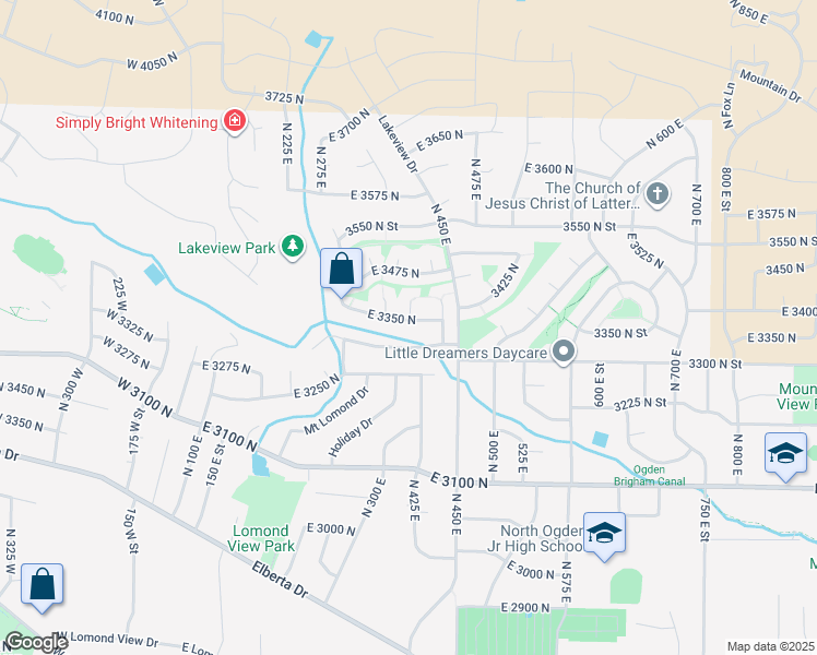 map of restaurants, bars, coffee shops, grocery stores, and more near 399 East 3350 North in North Ogden