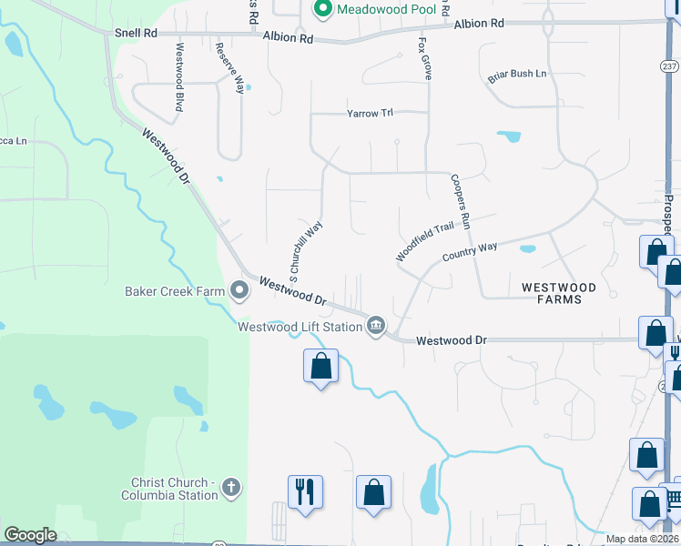 map of restaurants, bars, coffee shops, grocery stores, and more near 22558 Westwood Dr in Strongsville