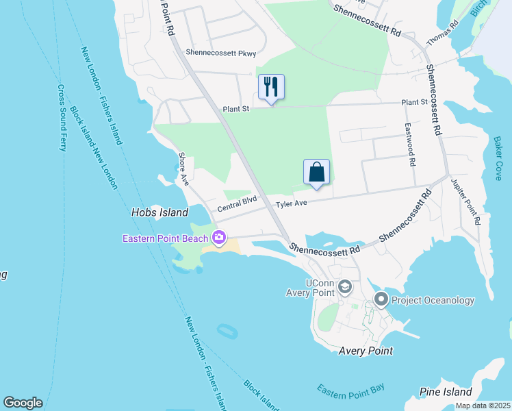 map of restaurants, bars, coffee shops, grocery stores, and more near 70 Tyler Ave in Groton