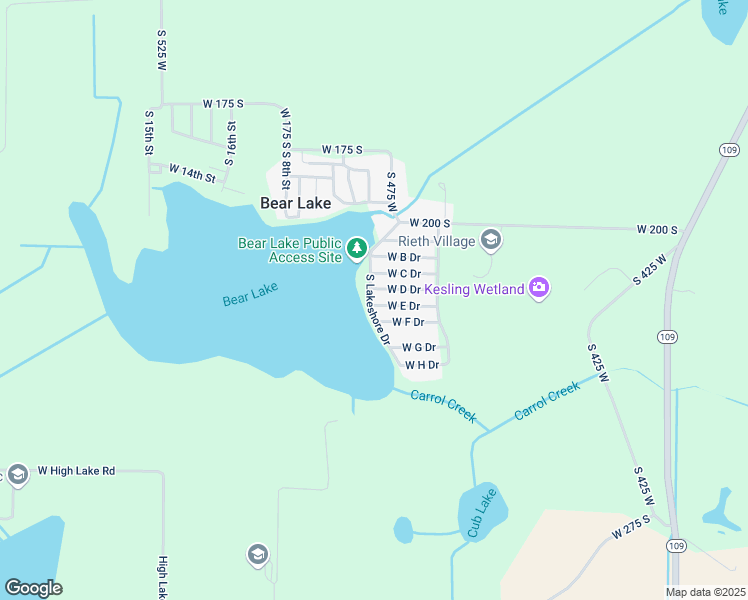 map of restaurants, bars, coffee shops, grocery stores, and more near 2261-2311 South Lakeshore Drive in Albion