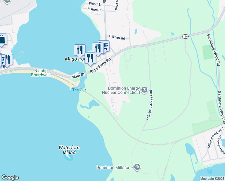 map of restaurants, bars, coffee shops, grocery stores, and more near 43 Millstone Road West in Waterford