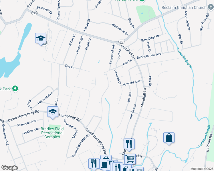 map of restaurants, bars, coffee shops, grocery stores, and more near 9 Woodland Walk in Derby