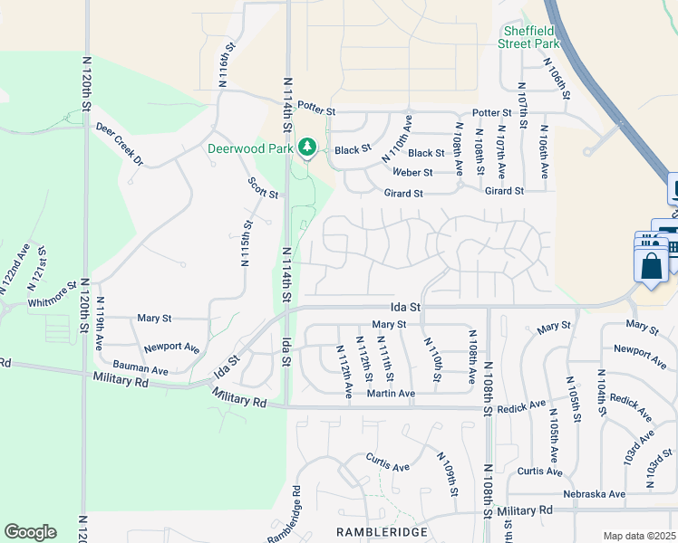 map of restaurants, bars, coffee shops, grocery stores, and more near 496 North 113th Plaza in Omaha