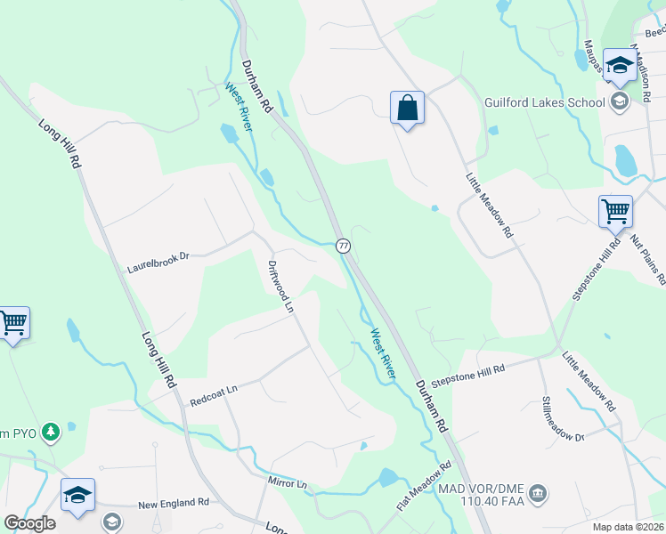 map of restaurants, bars, coffee shops, grocery stores, and more near 125 Michael Drive in Guilford