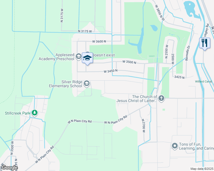 map of restaurants, bars, coffee shops, grocery stores, and more near 3356 North 2850 West in Farr West