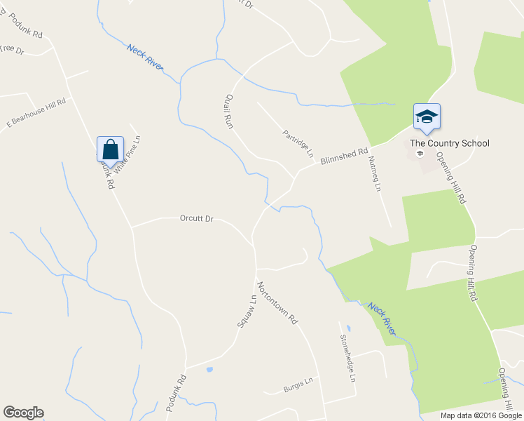 map of restaurants, bars, coffee shops, grocery stores, and more near 350 Squaw Lane in Guilford