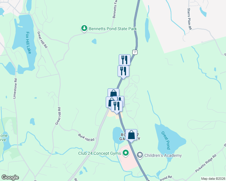 map of restaurants, bars, coffee shops, grocery stores, and more near 635 Danbury Road in Ridgefield