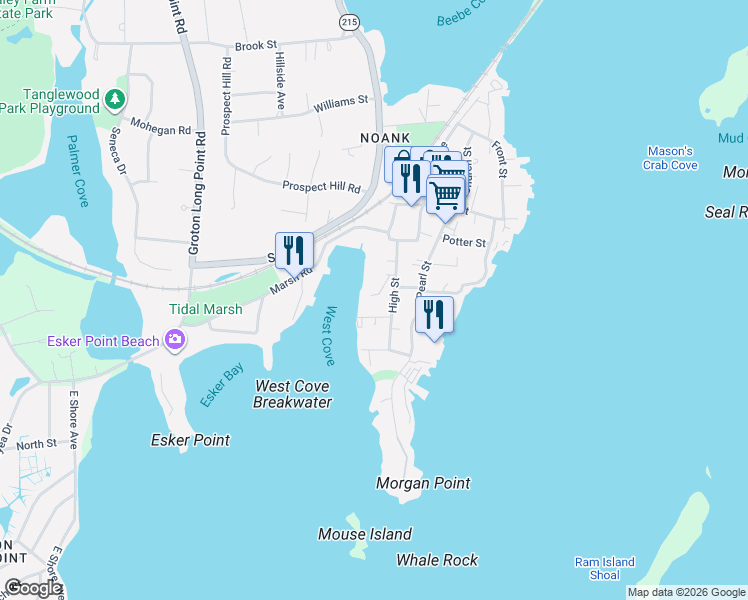 map of restaurants, bars, coffee shops, grocery stores, and more near 31 Hadley Court in Groton