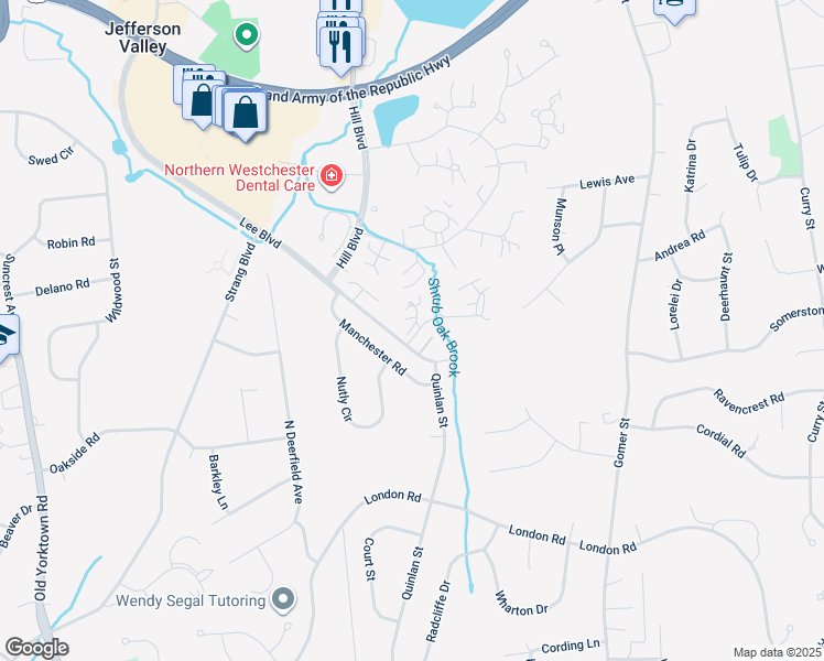 map of restaurants, bars, coffee shops, grocery stores, and more near 482 Manchester Road in Yorktown Heights