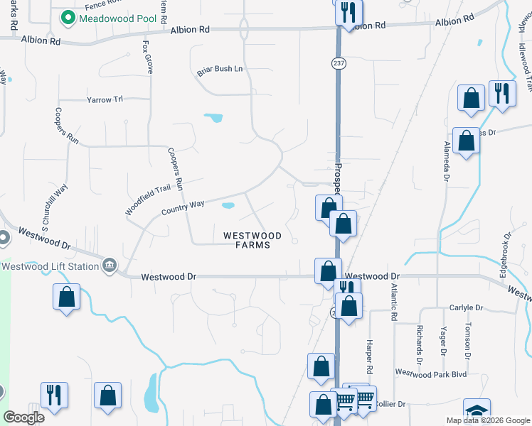 map of restaurants, bars, coffee shops, grocery stores, and more near 12674 Coopers Run in Strongsville