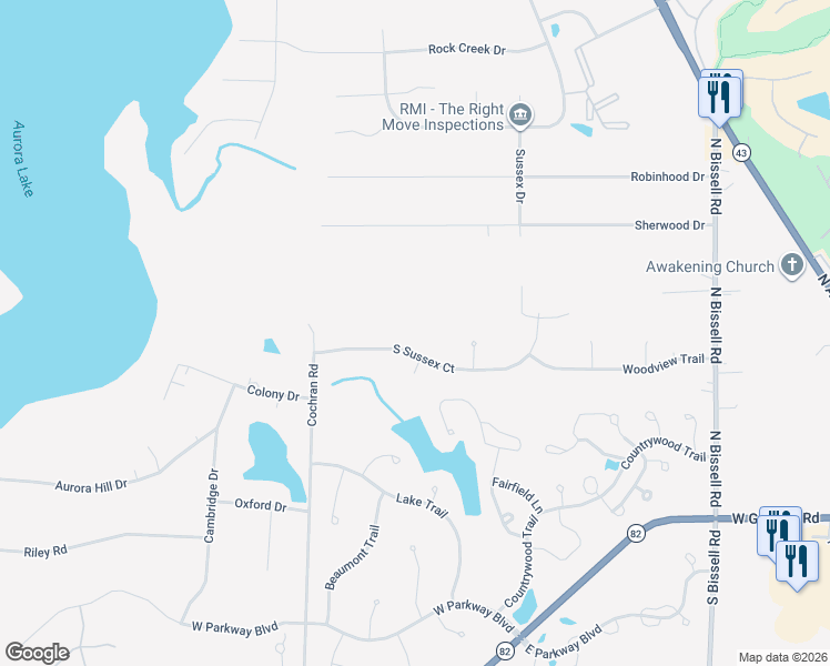 map of restaurants, bars, coffee shops, grocery stores, and more near 788 South Sussex Court in Aurora